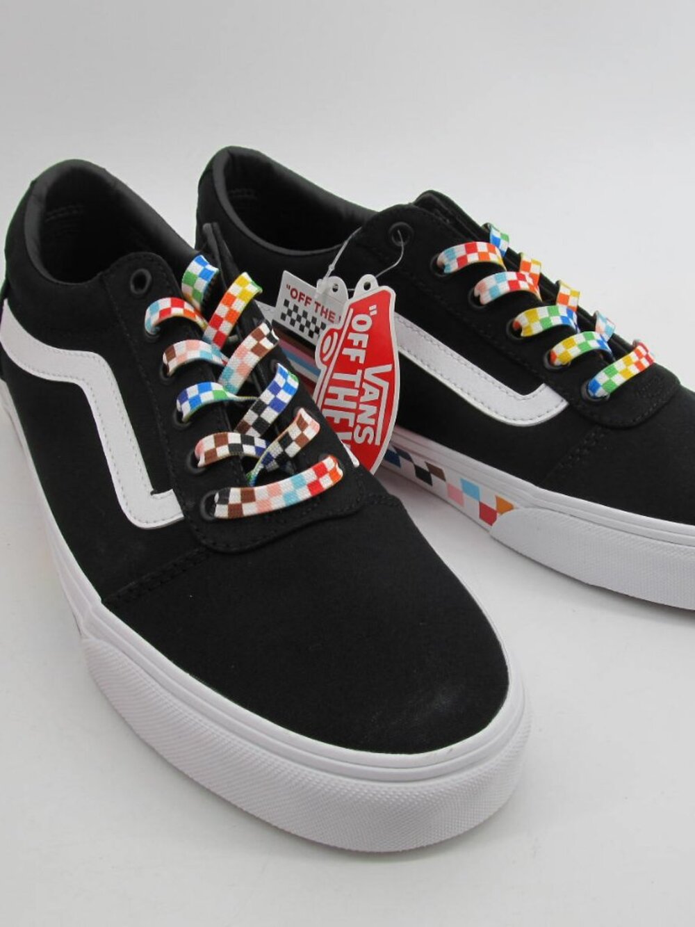 VANS Ward Women’s Shoes Size 10 Black Rainbow Check Pride NEW NIB